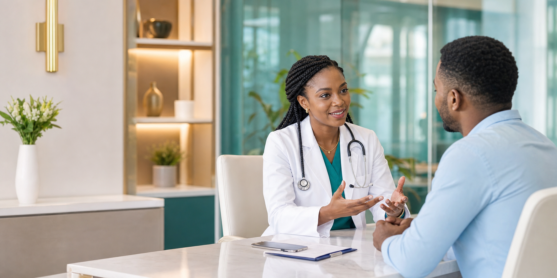 Doctor having a calm, attentive consultation with a patient